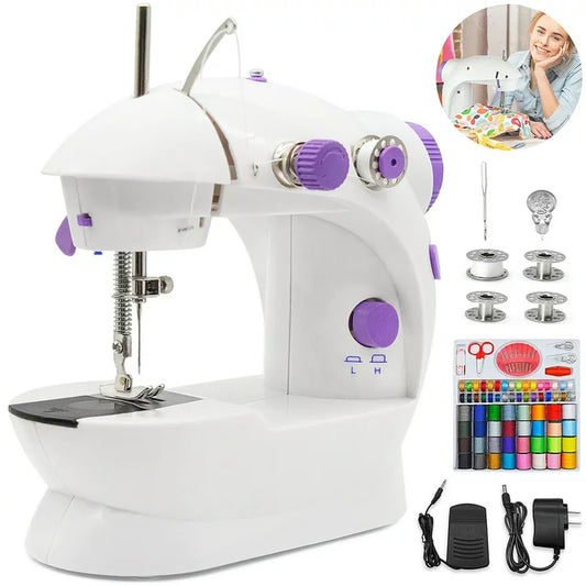 Mini Sewing Machine, 111PCS Sewing Machine Kit, Household Electric Portable Sewing Machine with DIY Materials for Kids Beginners