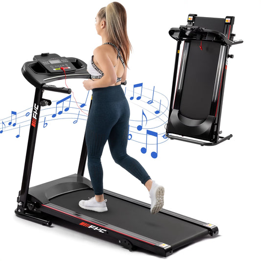 2.5HP Folding Treadmill with Incline, Electric Treadmill with Bluetooth, Speakers, LCD Display, 0.5-8.5 MPH Electric Running Machine, Home Office Gym Portable Treadmill, TE693