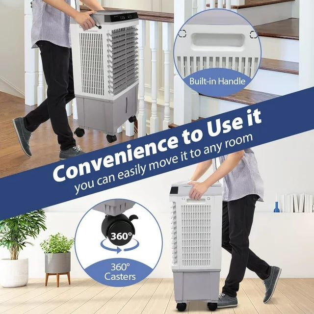 LifePlus 20L Portable Evaporative Air Cooler Fan Humidifier Indoor/Outdoor 5.2Gallon 1800CFM for Commercial Patio Office Shop