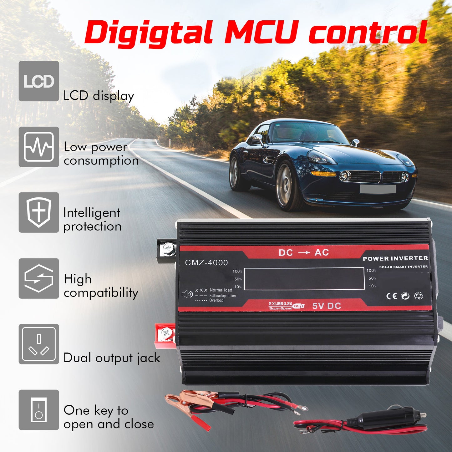 3000W Power Inverter, Car Power Inverter 12v DC to 110v AC Converter,12 Volt Invertor Car Cigarette Lighter Adapter Battery Inverter for Vehicles,Power Inverter 3000W