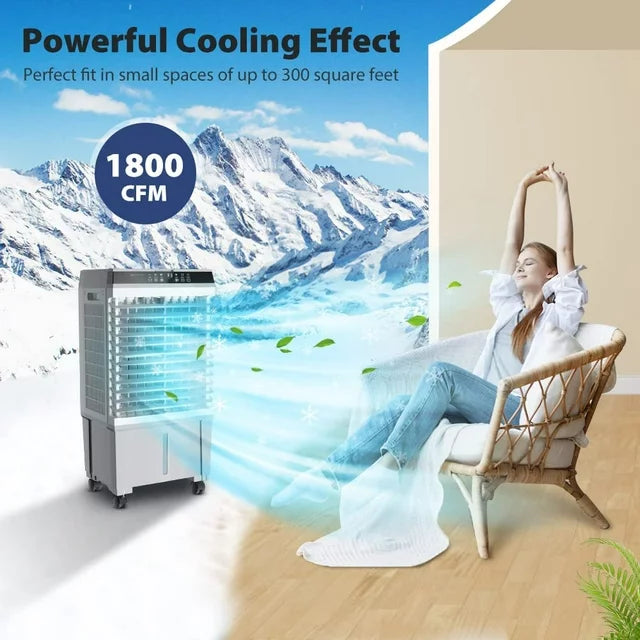 LifePlus 20L Portable Evaporative Air Cooler Fan Humidifier Indoor/Outdoor 5.2Gallon 1800CFM for Commercial Patio Office Shop