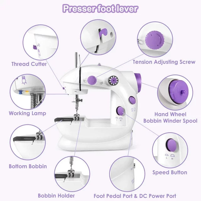 Mini Sewing Machine, 111PCS Sewing Machine Kit, Household Electric Portable Sewing Machine with DIY Materials for Kids Beginners