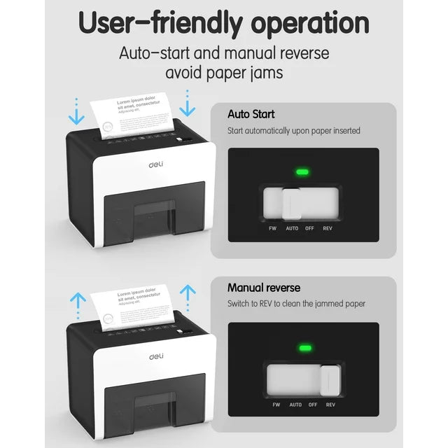 Deli 8-Sheet Paper Shredder Home Office Use Shredder, Mini Desktop Crosscut Shredder with 0.7 Gallon Bin Shred Credit Card/Mail/Staple/Clip, P-4 Security Paper Cutter, White