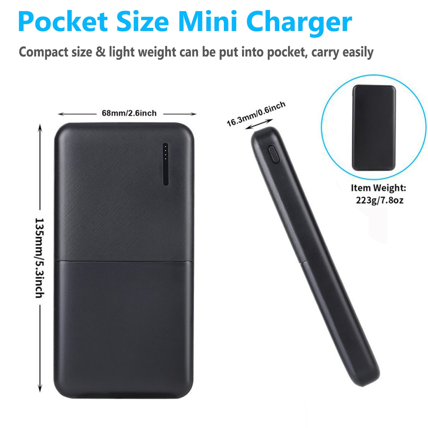 20000mAh Power Bank, Dual-Port Portable Phone Charger USB C Fast Charging External Battery Pack Charger Powerbank for Cell Phone iPhone; Samsung iPad